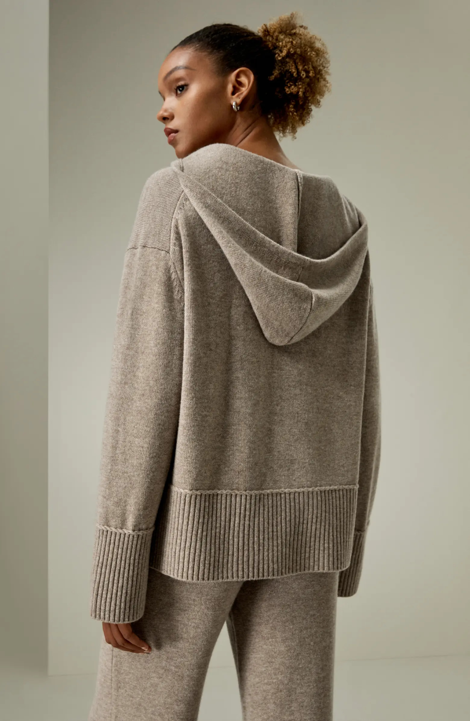 V Neck Wool-Cashmere Blend Hoodie for Women | Nordstrom