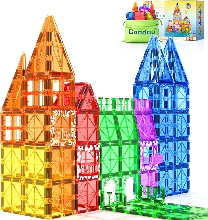 Coodoo 60 PCS Magnetic Building Tiles Kids Toys STEM Magnetic Blocks Sensory Toys Kids Games Magn... | Amazon (US)