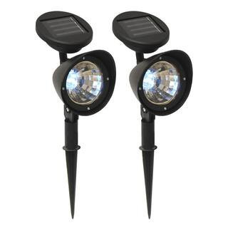 Solar Powered Black Spotlights (Set of 2) | The Home Depot