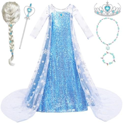 G.C Girls Princess Dress Costume with Wig Cape Toddler Princess Dress Up Outfit Kids Crown Jewelr... | Amazon (US)
