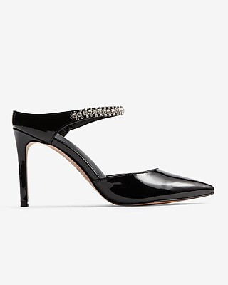 Rhinestone Embellished Heeled Mules | Express