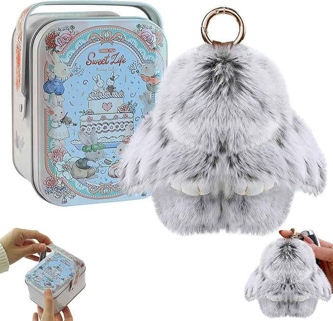 Bunny Lulu Keychain, BunnyLulu Keychain with Tin, Bunnylulu Handmade Soft Pompom Charms for Bags | Amazon (US)