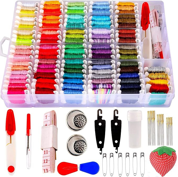 200pcs+ Embroidery Floss kit, Friendship Bracelet String Kit with Organizer Box-Included 100pcs F... | Amazon (US)