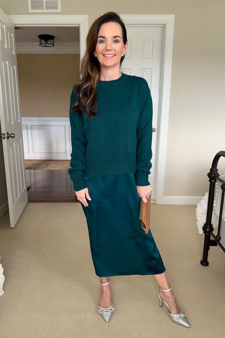 Walmart Sweater Dress Set 
Wearing xs 
Comes in 4 colors
Shoes are from target fit tts. 
Holiday outfits / holiday style



#LTKstyletip #LTKfindsunder50 #LTKparties
