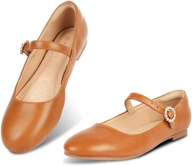 Womens Mary Jane Shoes Comfortable Strap Flats Dressy Casual Ballet Flats Shoes Floral Buckle Rou... | Amazon (US)