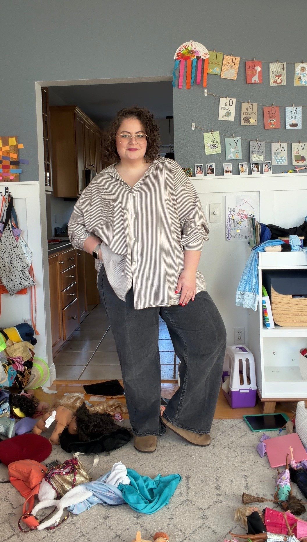 Top 3X (sized up for oversized look)
Jeans 20 R

Bust 44  //  waist 42  //  hips 55  //  5’6” 

#LTKmomlife #LTKootd #LTKPlusSize