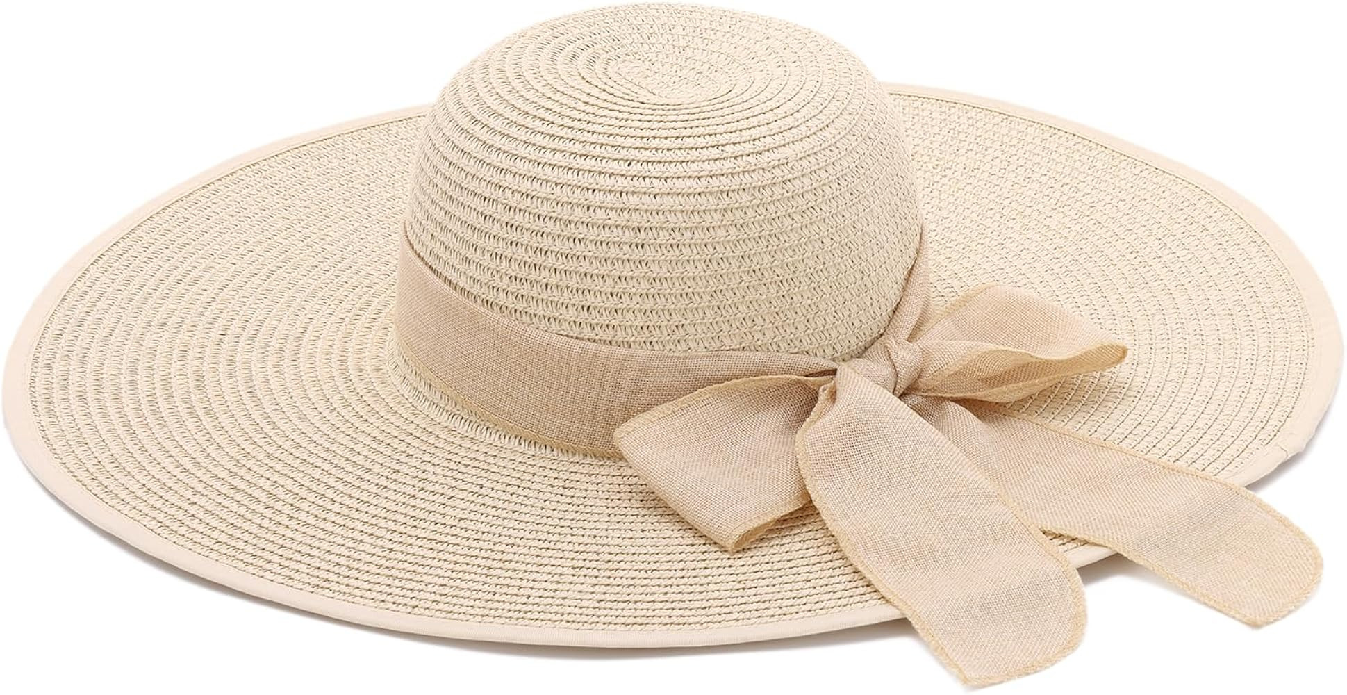 Freie Liebe Summer Beach Straw Hats for Women, Wide Brim Sun Hat Foldable Packable | Amazon (US)