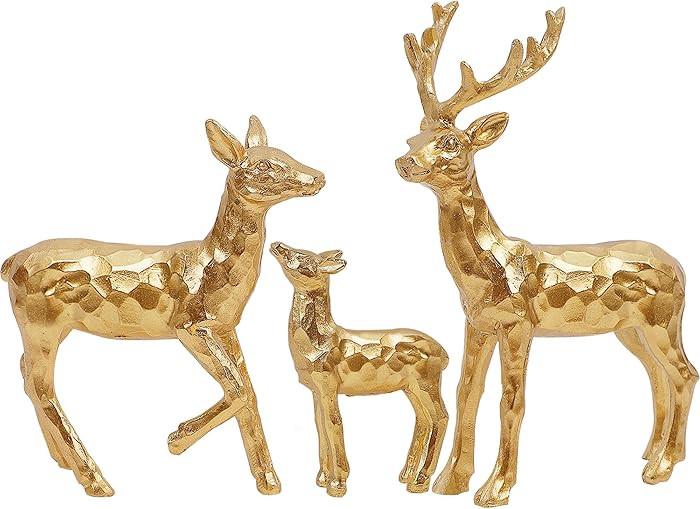 Lulu Home 3 PCS Christmas Tabletop Decorations, Resin Golden Reindeer Family Figurines with Diver... | Amazon (US)