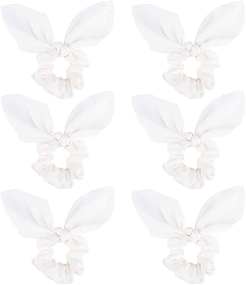 Jaciya White Scrunchies Hair Ties Silk Scrunchies for Hair Girls Hair Accessories Bunny Ears and Tai | Amazon (US)