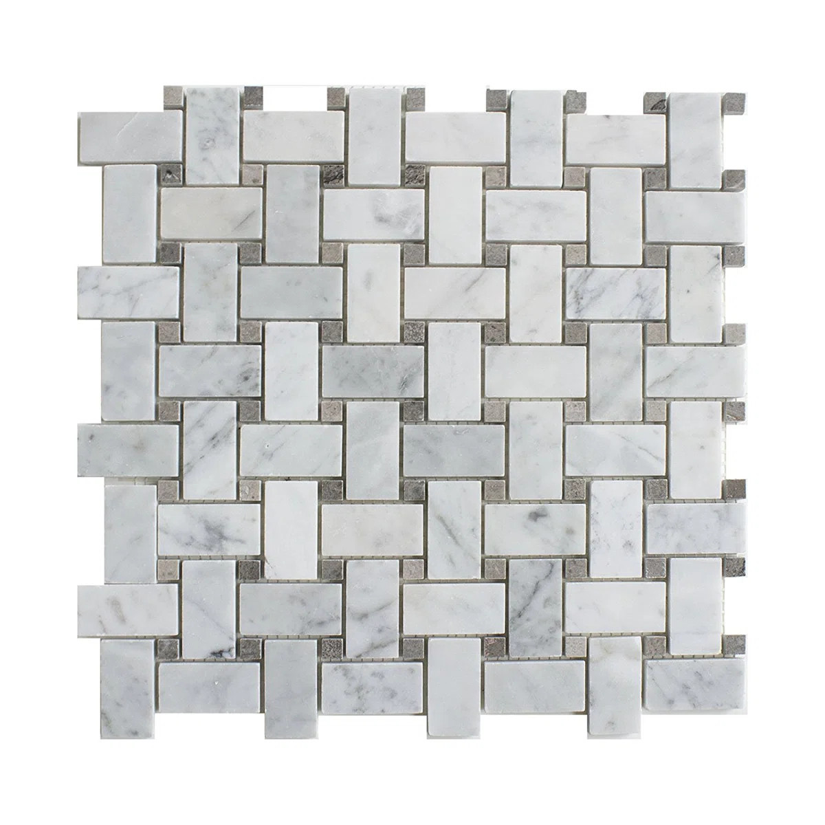 Carrara 1" x 2" Marble Basketweave Mosaic Wall & Floor Tile | Wayfair North America