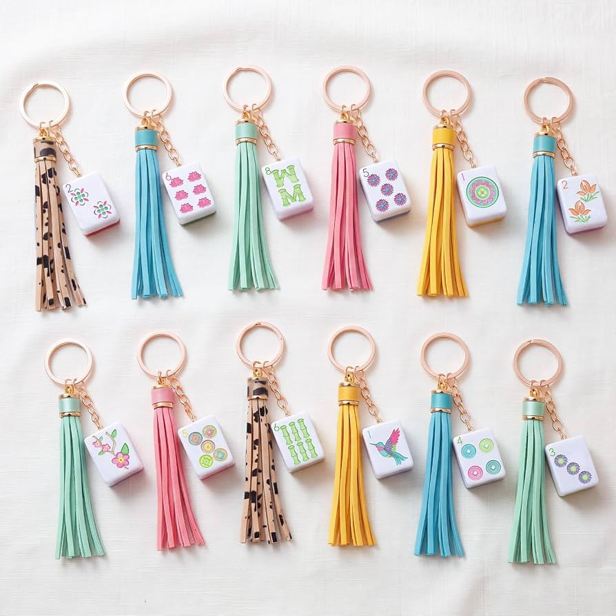 Liliaafar 12 Pcs Mahjong Keychain with Tassel,Minimal | Amazon (US)