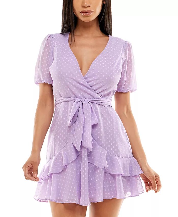 Juniors' Textured Ruffle A-Line Dress | Macys (US)