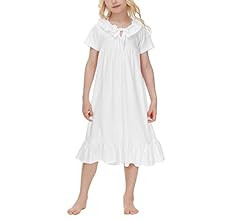 Veseacky Girl's Nightgown Short Sleeve Princess Pajama Dress Soft Cotton Kids Sleepgown 4t-13 Yea... | Amazon (US)