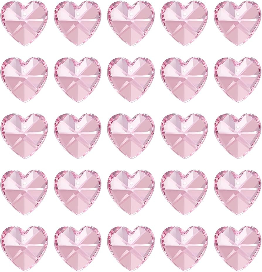 PATIKIL K9 Crystal Heart Beads 1 Holes Pendants, 30 Pack 14mm Chandelier Prisms Parts Ornaments H... | Amazon (US)