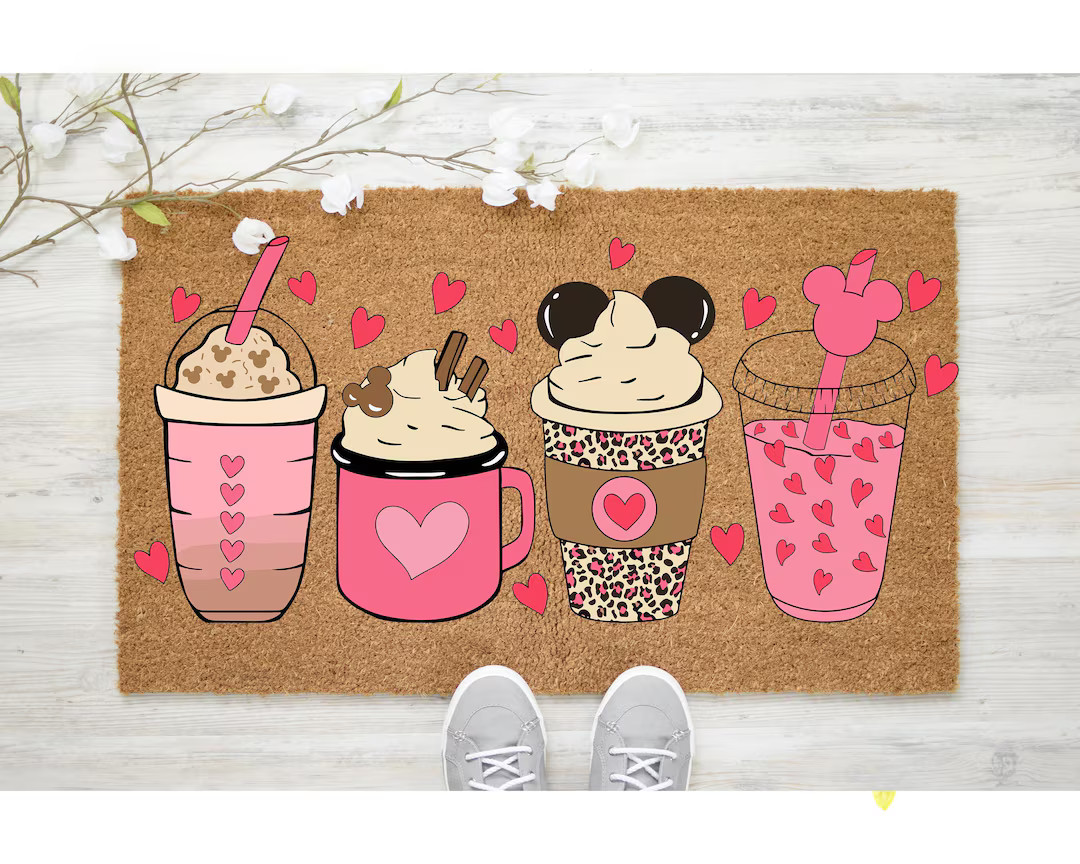 Valentine’s Coffee Doormat – Cute Heart & Coffee-Themed Welcome Mat, Non-Slip Indoor/Outdoor ... | Etsy (US)