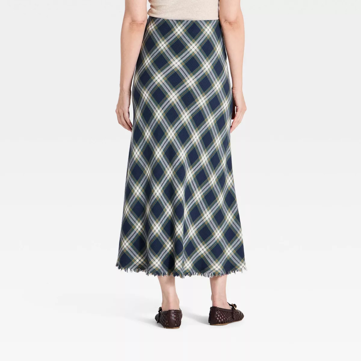 Women's Plaid Midi Skirt - Universal Thread\u2122 Navy Blue XS | Target