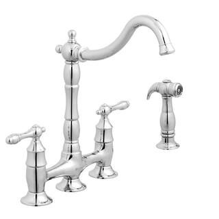 Glacier Bay Lyndhurst 2-Handle Bridge Kitchen Faucet with Side Sprayer in Chrome-HD852N-05501 - T... | The Home Depot