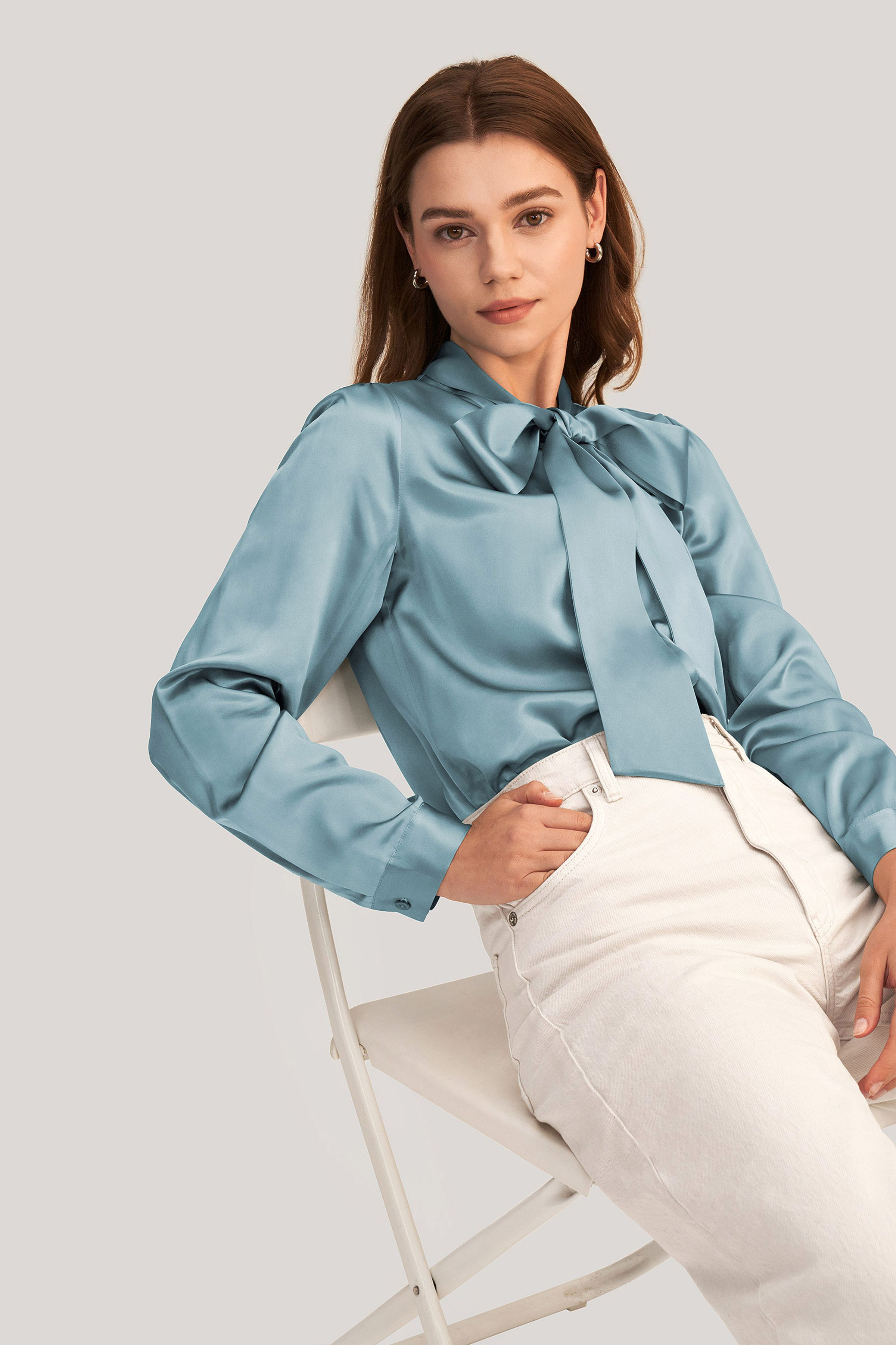 Women Bow-tie Neck Silk Blouse | LILYSILK