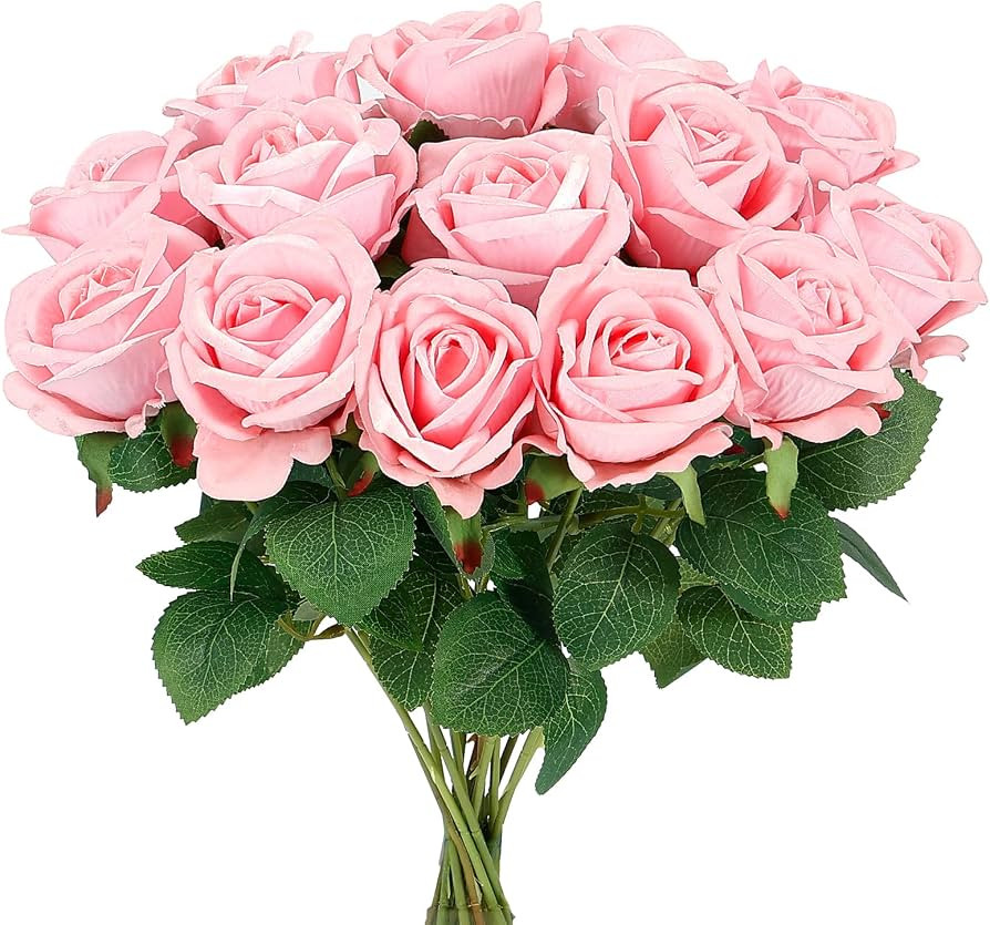 Auihiay 14PCS Pink Fake Roses, Artificial Roses Flowers | Amazon (US)