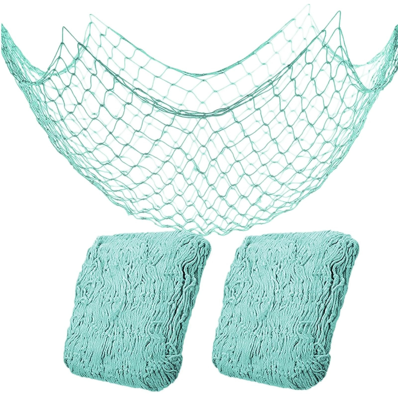 2 Pack Fish Net Decorations for Party, Natural Cotton Hawaiian Party Fishing Net Decorative, Naut... | Amazon (US)