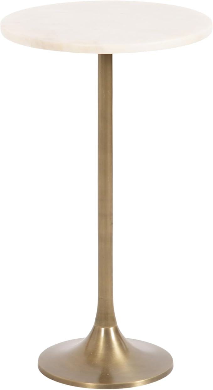 Kate and Laurel Baronet Glam Marble Round Side Table; 14 x 14 x 24; White Marble and Antique Bras... | Amazon (US)