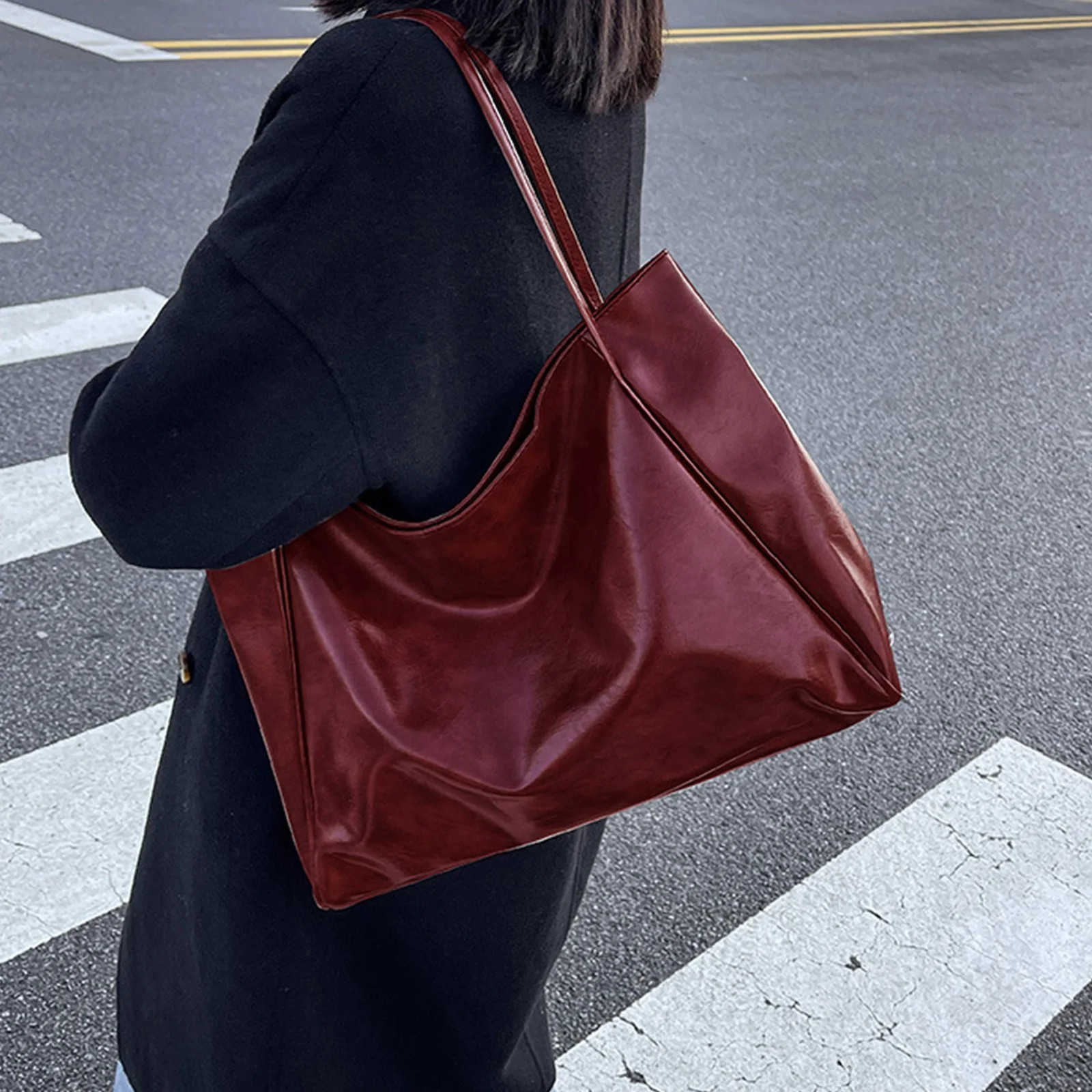 HIGERH Trendy Ladies' Tote Bag | Large Capacity Soft Faux Leather Shoulder Bag | Hand Carry Bucke... | Walmart (CA)