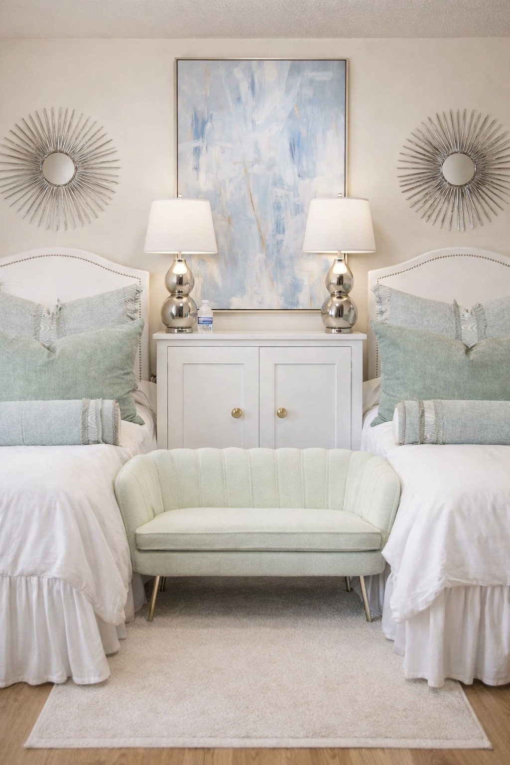 This dorm design came to life with layered neutrals, soothing blue-green tones, and timeless accents for a calm, cohesive shared space. Every piece is linked on LTK for easy recreating.

#LTKHome #LTKFindsUnder100 #LTKU