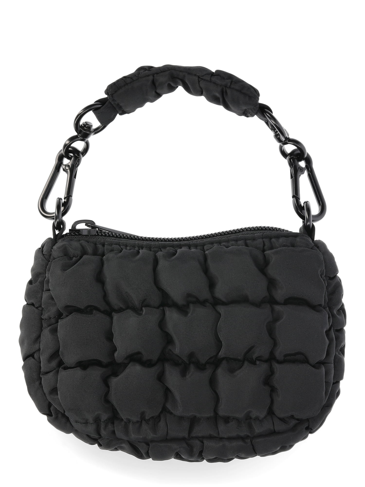 No Boundaries Women's Mini Quilted Hobo Bag Charm, Black | Walmart (US)