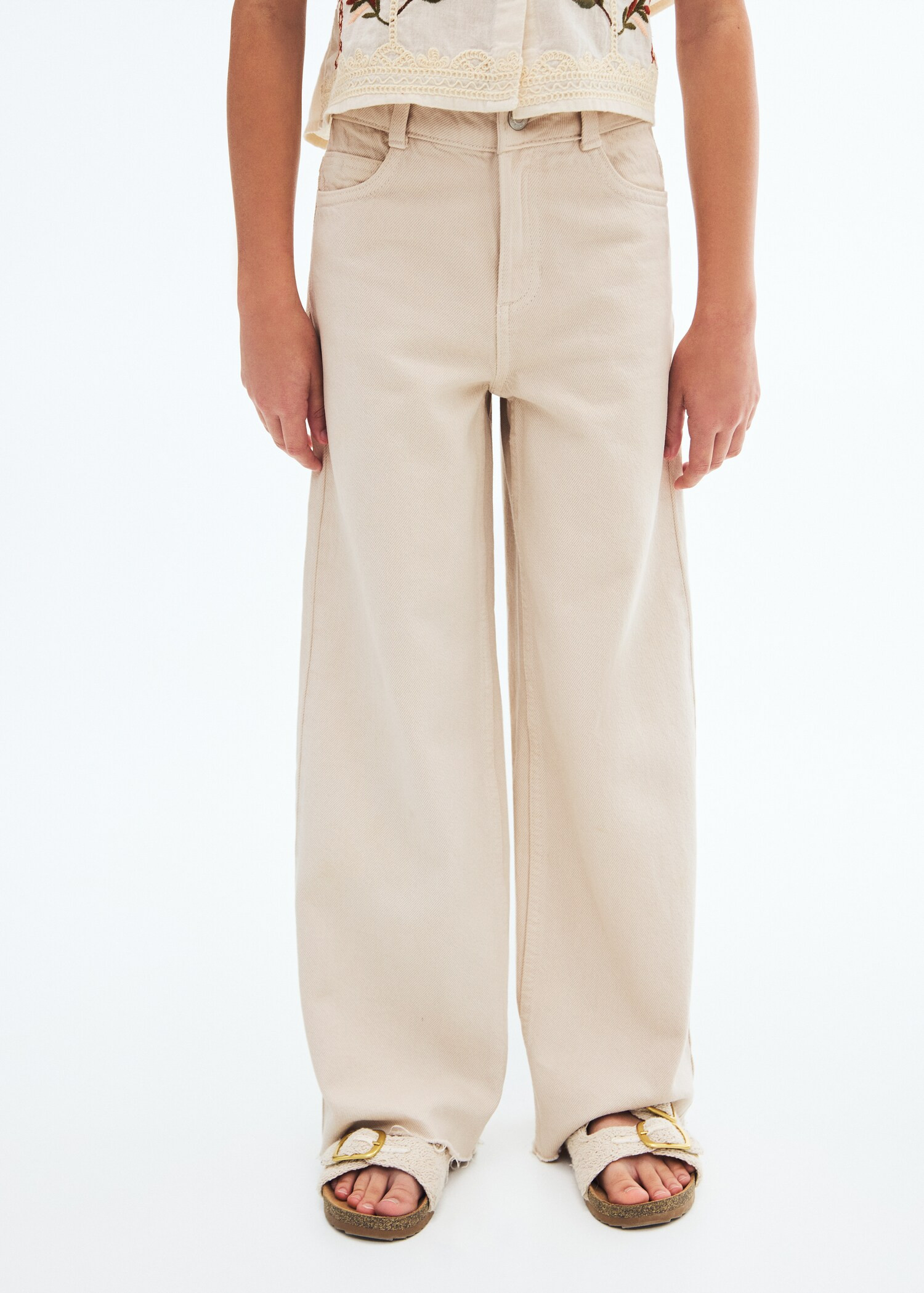 Wideleg low frayed hem jeans - Kids | MANGO USA | Mango (US/MX/AU)