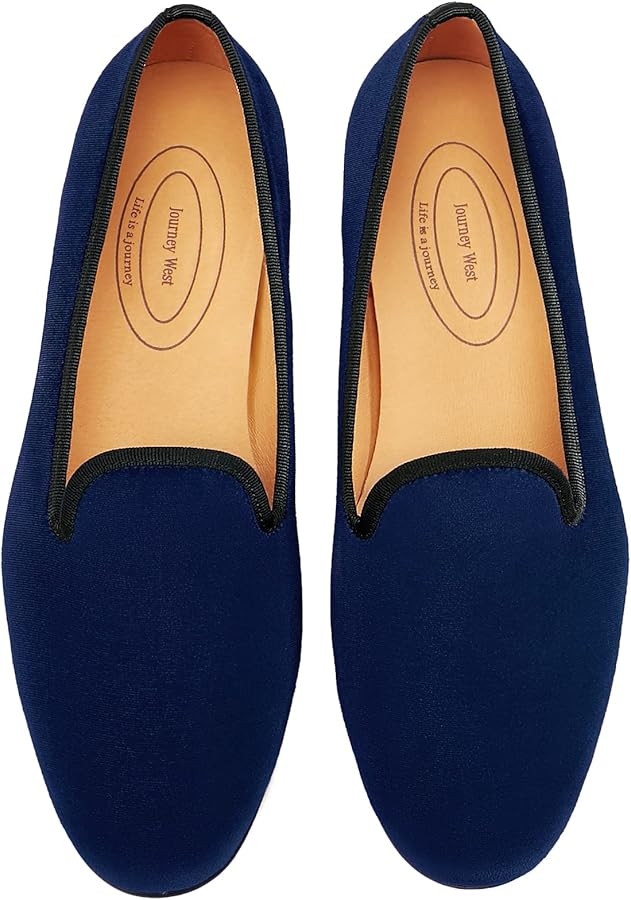 Journey West Men's Velvet Loafers Embroidery Slip-On Loafers Tuxedo Dress Shoes Smoking Slippers ... | Amazon (US)