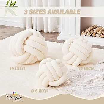 Uvvyui Knot Pillow Ball, Soft Home Decorative Round Throw Pillow, Handmade Knotted Plush Pillow, ... | Amazon (US)