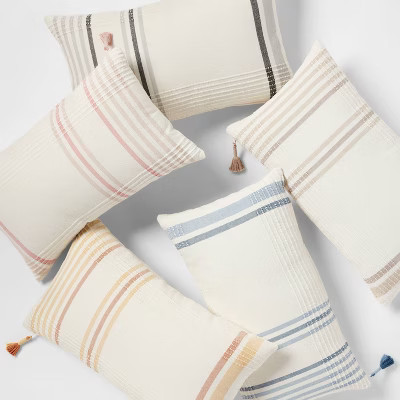 Oversized Woven Striped Lumbar Throw Pillow with Tassel Zipper - Threshold™ | Target