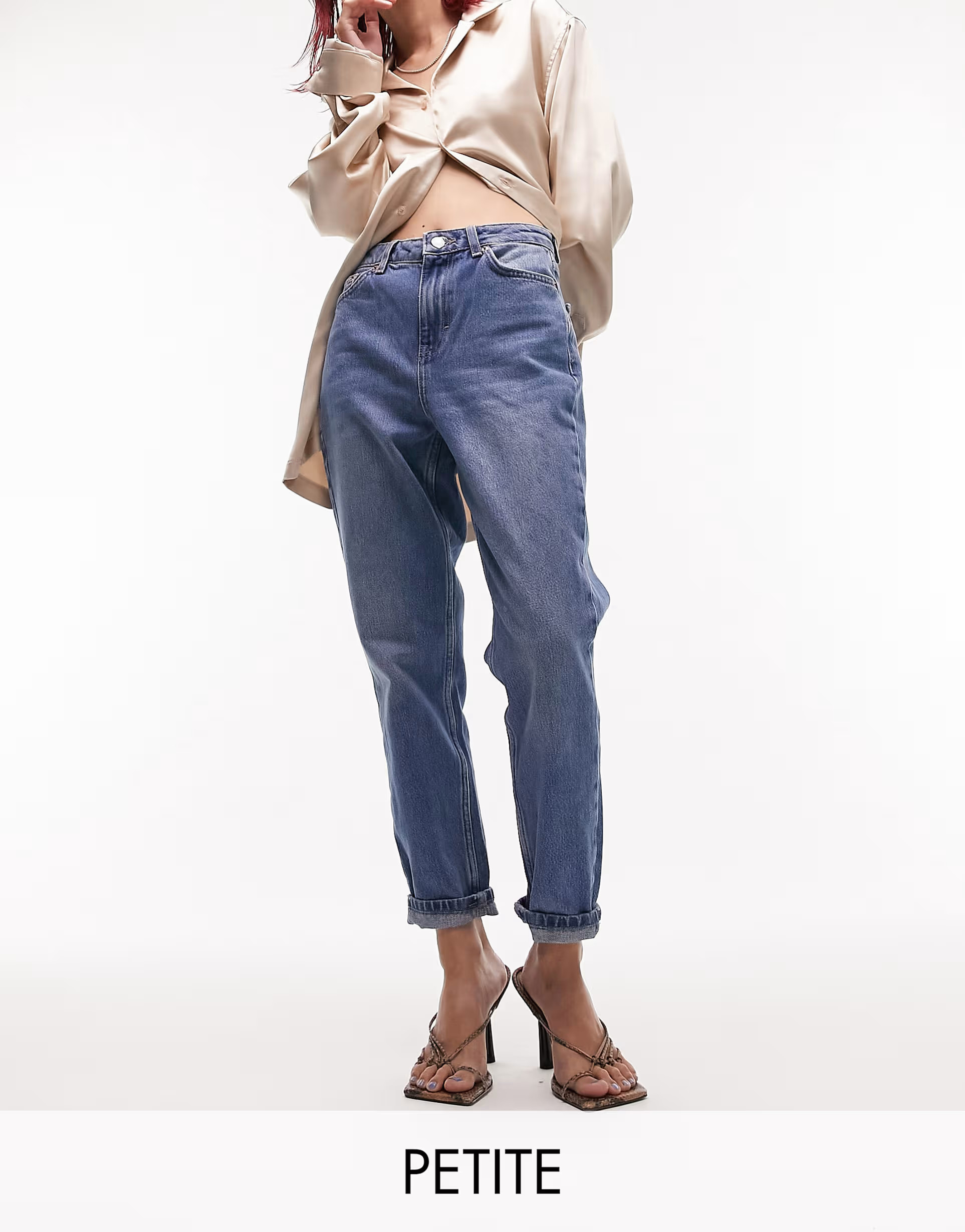 Topshop Petite Mom jeans in mid blue | ASOS | ASOS (Global)