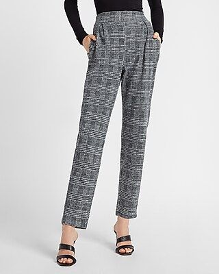 High Waisted Cozy Plaid Tapered Leg Pant | Express