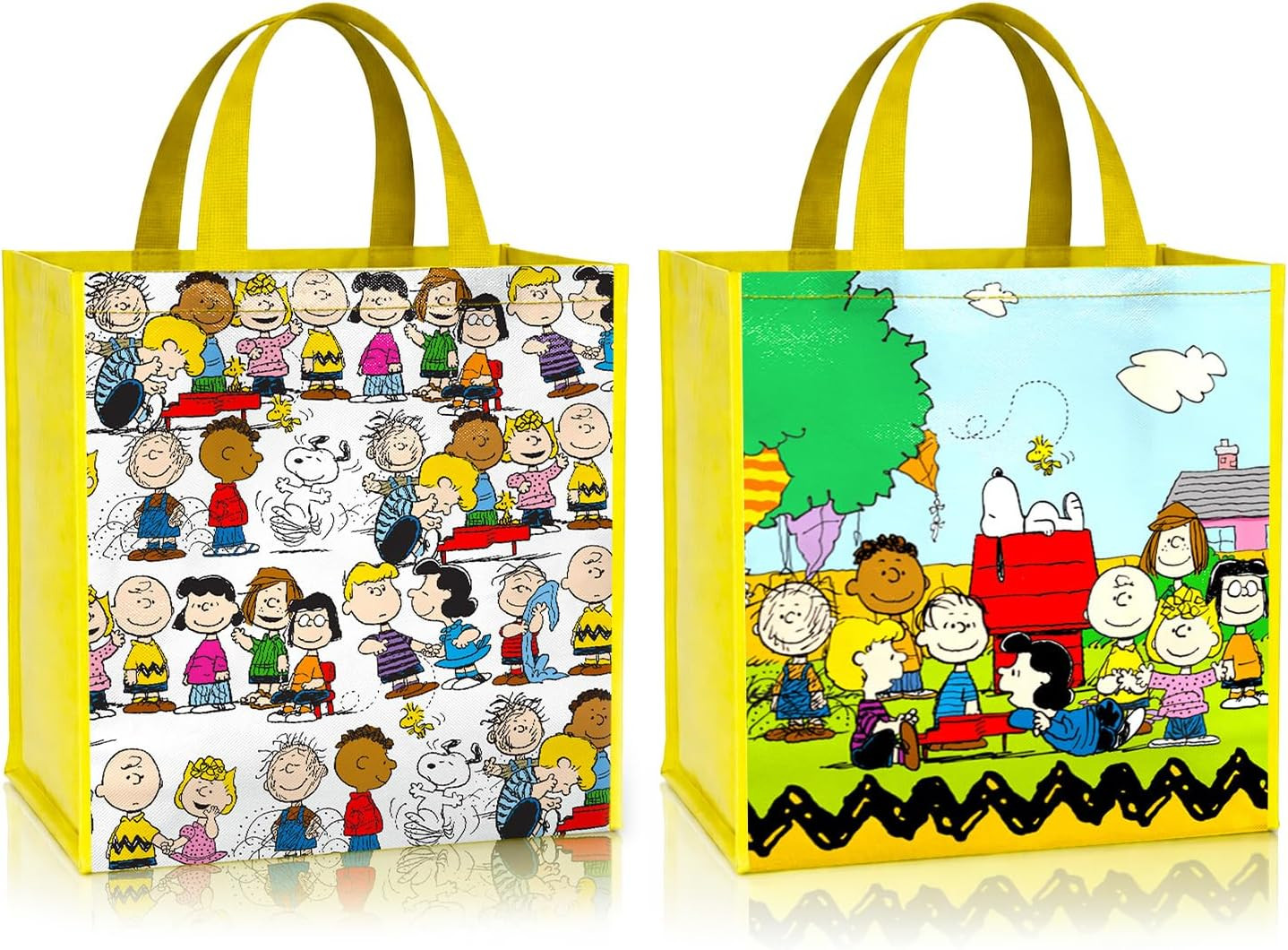 Peanuts Grocery Tote Bags Bundle - Set of 2 Snoopy Double-Sided Tote Bag | Amazon (US)
