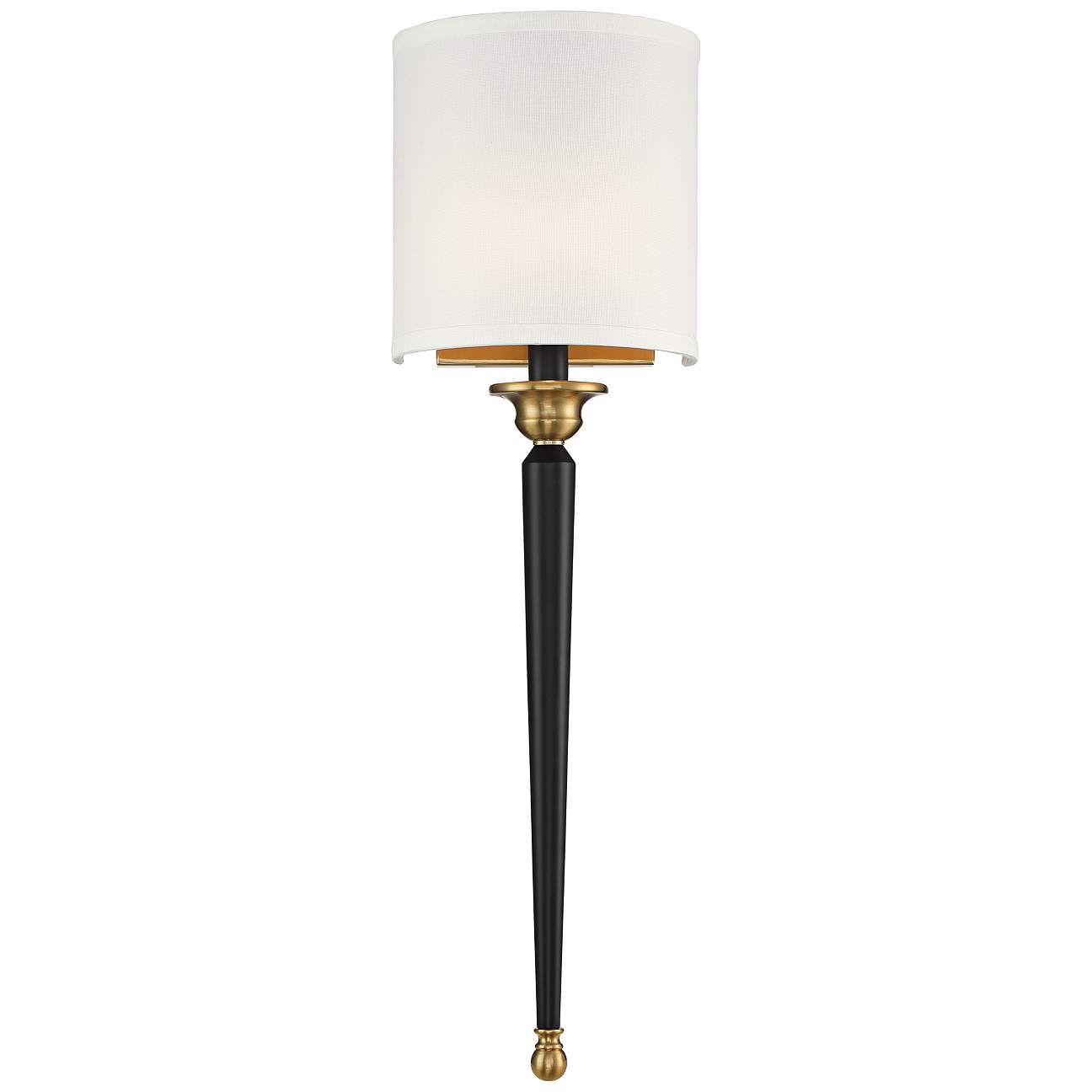 Possini Euro Arletta 26" High Black and Brass Wall Sconce - #95W82 | Lamps Plus | Lamps Plus