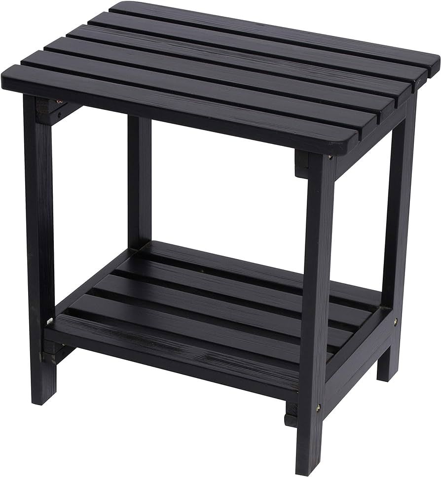 Shine Company 4114BK Providence Rectangular Adirondack Outdoor Side Table | Wood Accent Table for... | Amazon (US)