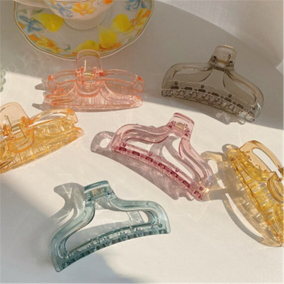 Color Transparent Hair Claws,Geometry Hair Claws,Versatile Hair Claw,Girlish Hair Clip,Fashionabl... | Etsy (US)