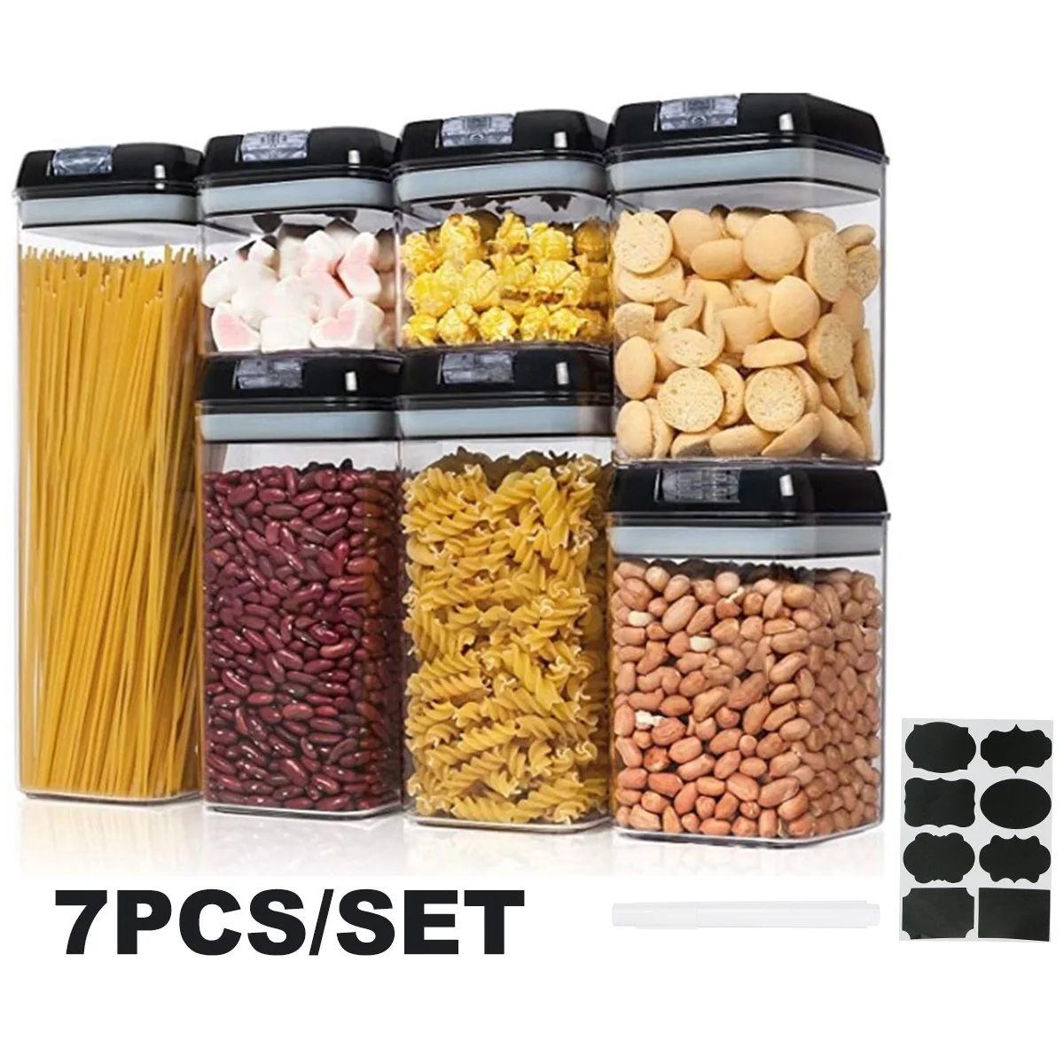 7 Pieces Airtight Food Storage Container Set Kitchen Organization Containers with 8 Labels & Chal... | Walmart (US)