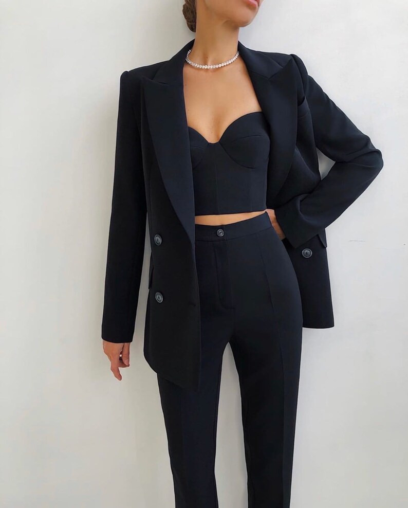 Three-piece Suit Womens Suit Pants Blazer Top Womens Suit | Etsy | Etsy (US)
