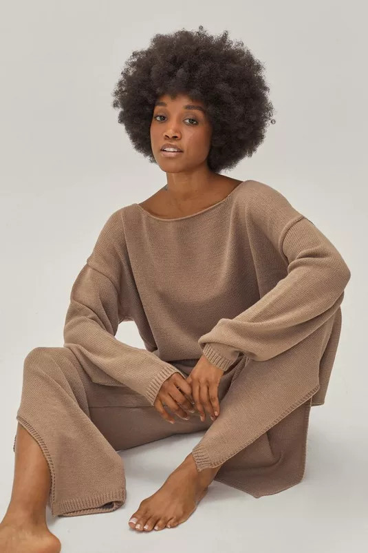 Petite Slouchy Sweater and Wide Leg Pants Set | Nasty Gal (US)