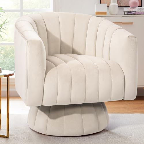 Swivel Barrel Chair with Armrest, Overstuffed Tufted Velvet, Ideal for Bedroom, Teens, or Nursery... | Amazon (US)