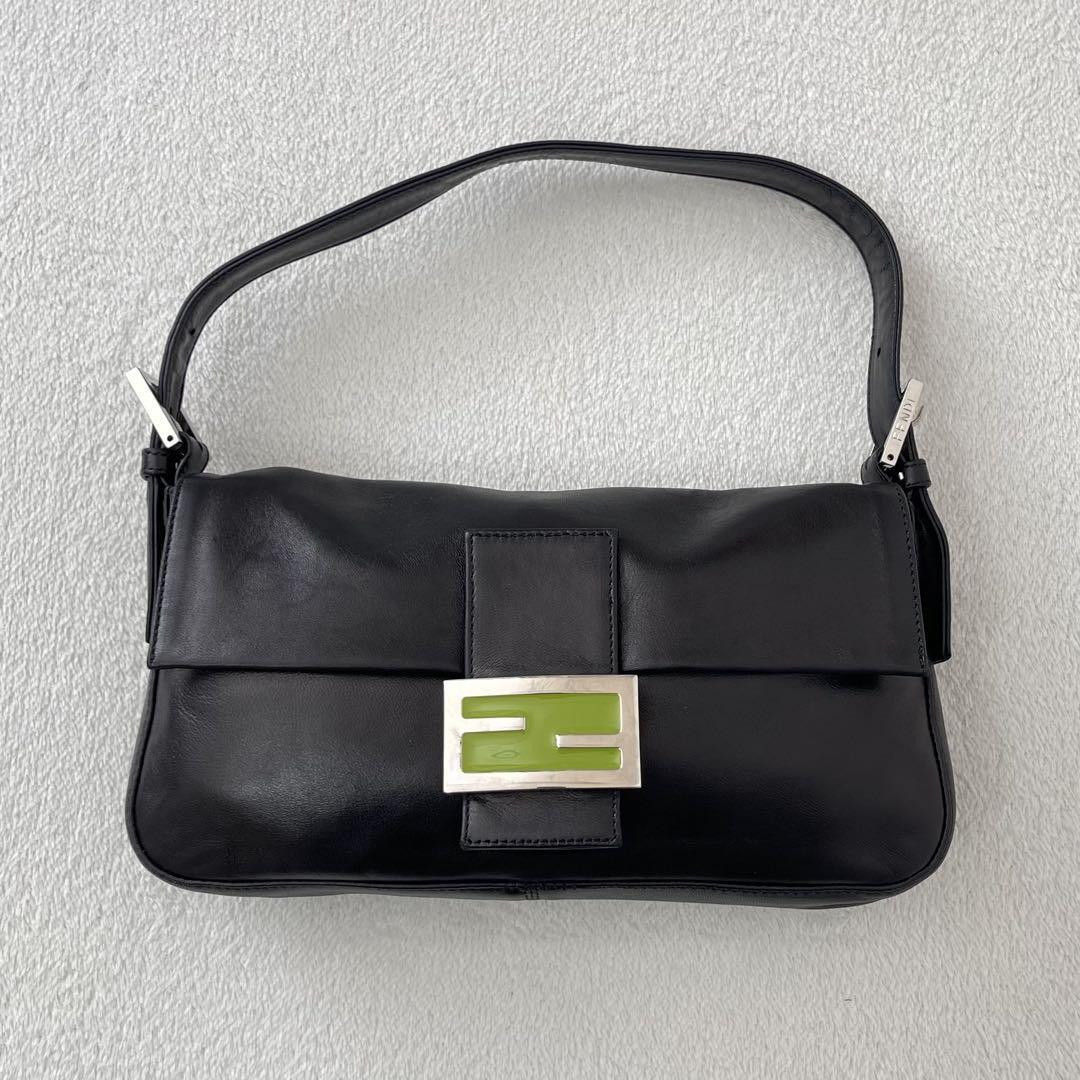 FENDI Mamma Bucket Handbag Nappa Leather Black x Green 250131H  | eBay | eBay US