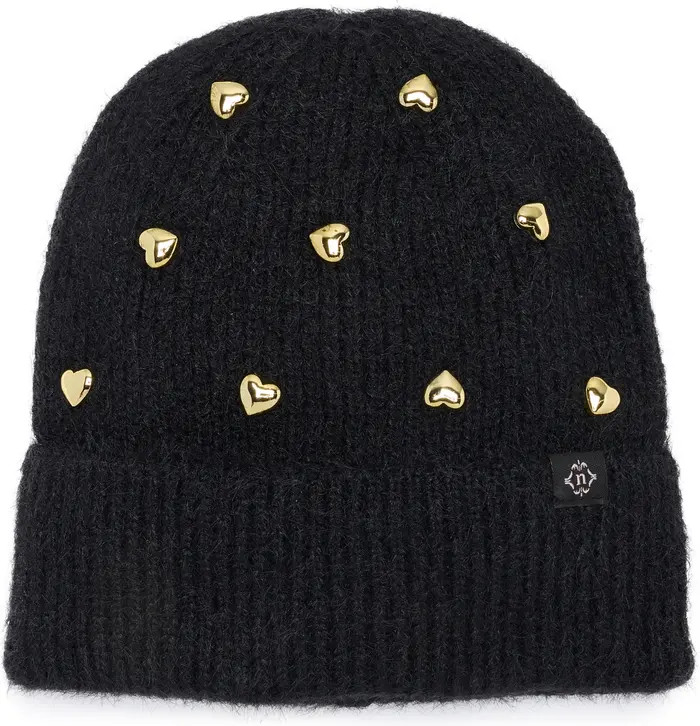 Nanette Lepore Heart Studs Knit Cuffed Beanie | Nordstromrack | Nordstrom Rack