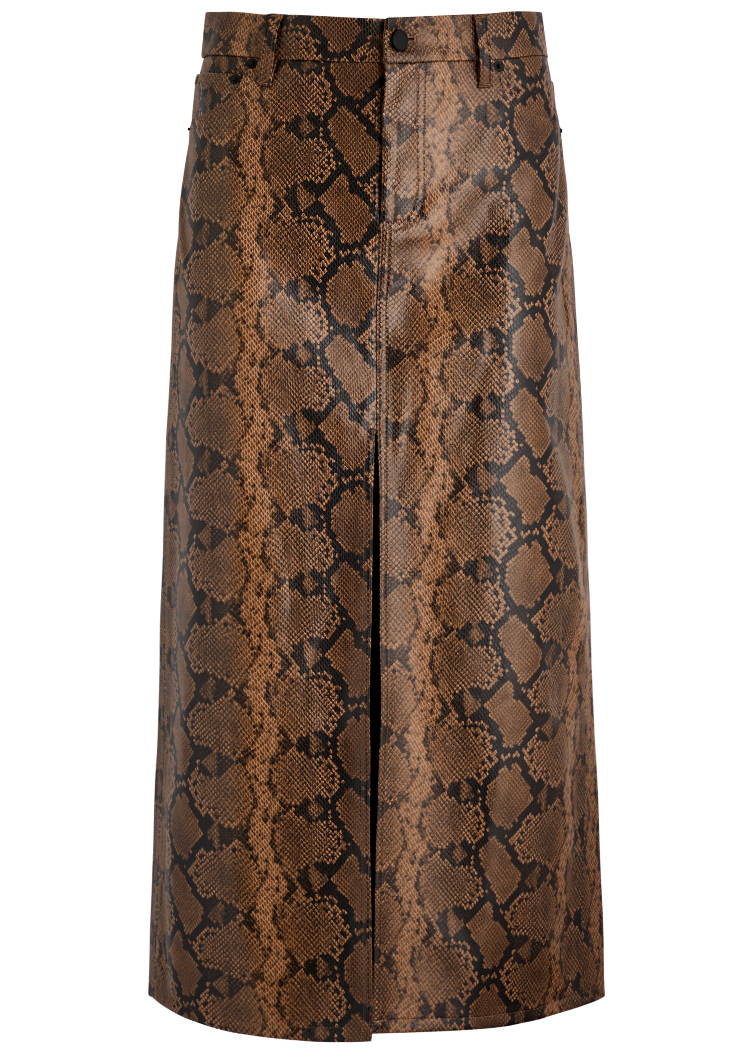 Python-effect faux leather midi skirt | Harvey Nichols