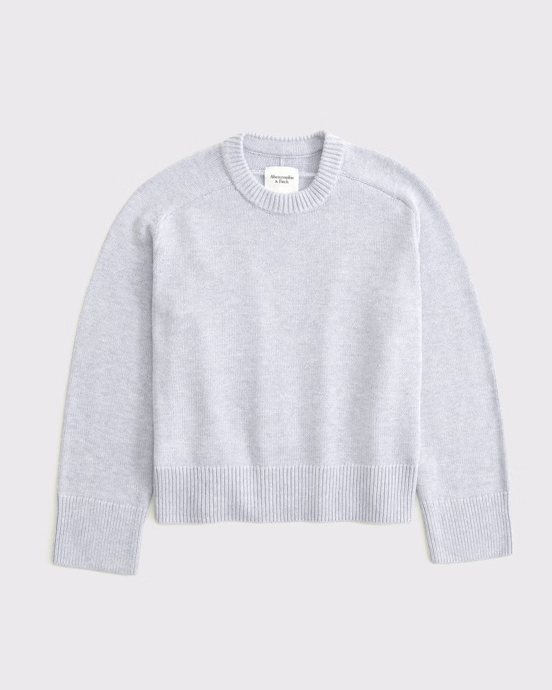 Abercrombie & Fitch Women's The A&F Madeline Crew Sweater in Light Gray - Size M | Abercrombie & Fitch (US)