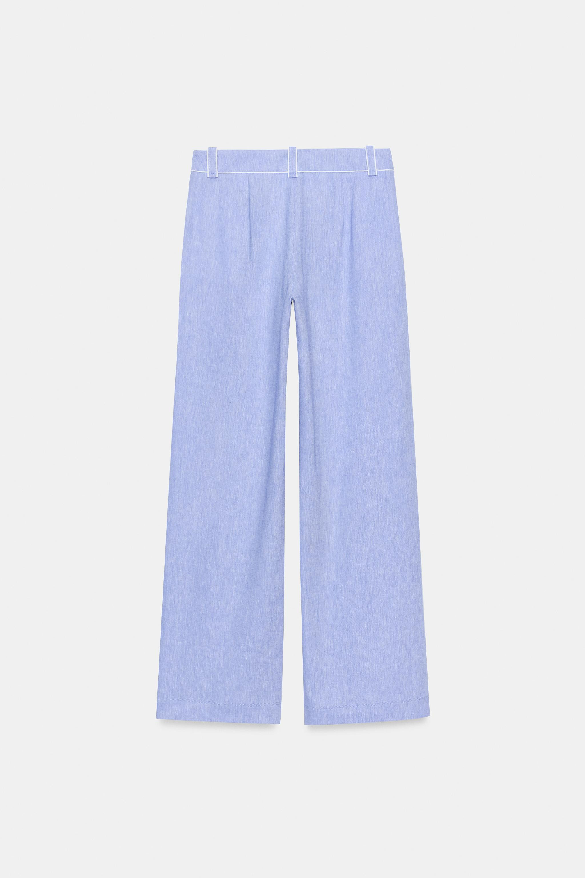 LINEN PANTS WITH PIPING | Zara US