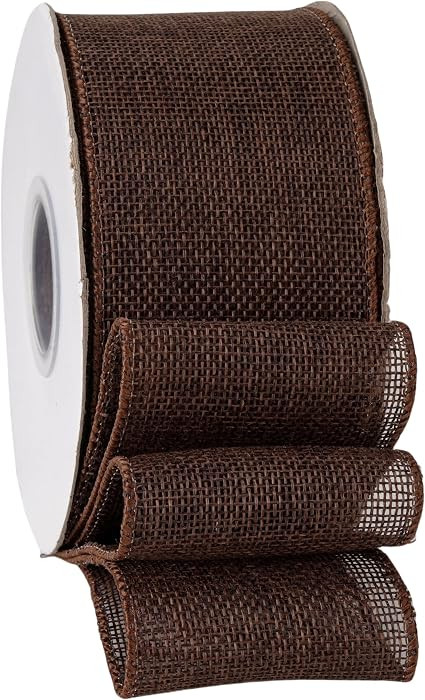 Brown Burlap Ribbon 2-1/2 Inch, Solid Ribbon with Wired Edge for Father's Day Big Bows, Outdoor W... | Amazon (US)