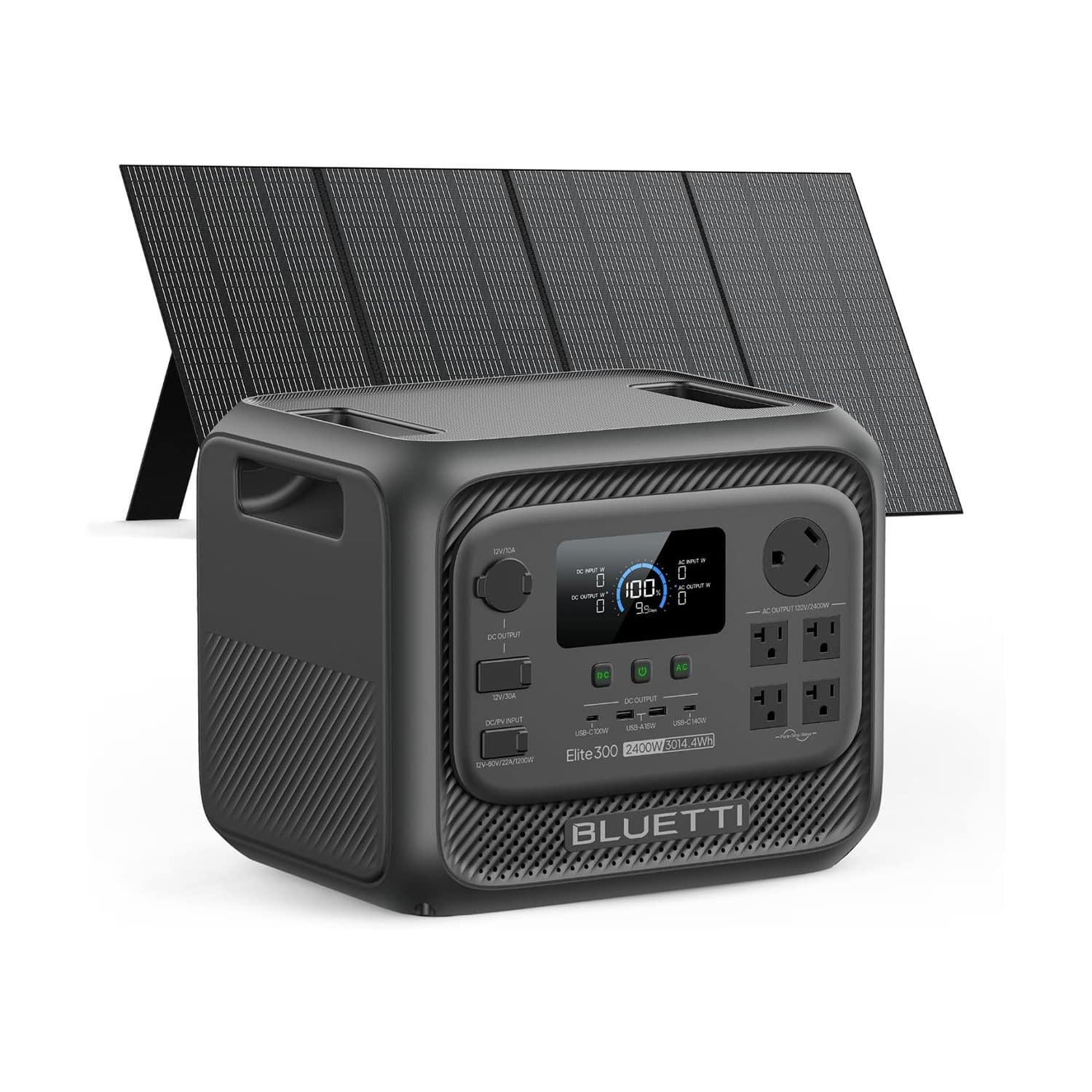 BLUETTI - 2400W Output 3014Wh Power Station LiFePO4 Battery Generator with 350W Solar Panel for Home Backup and RVs (3014 Wh Capacity) | Best Buy U.S.