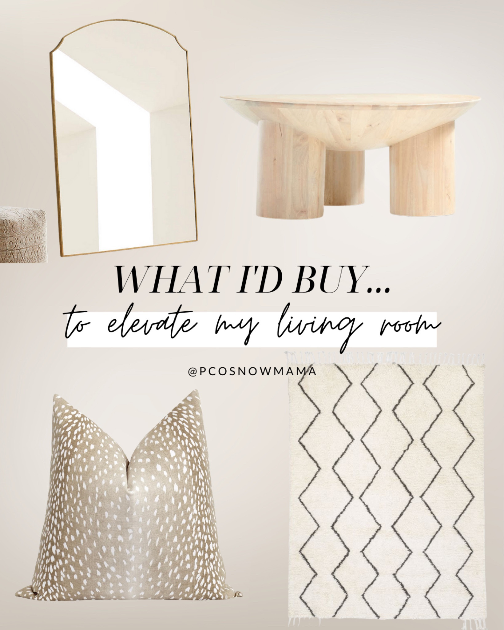 Elevate your living room with these gorgeous pieces! Love the large floor mirror in brass color, boho coffee table, deer print pillow and boho rug on sale 

#LTKhome